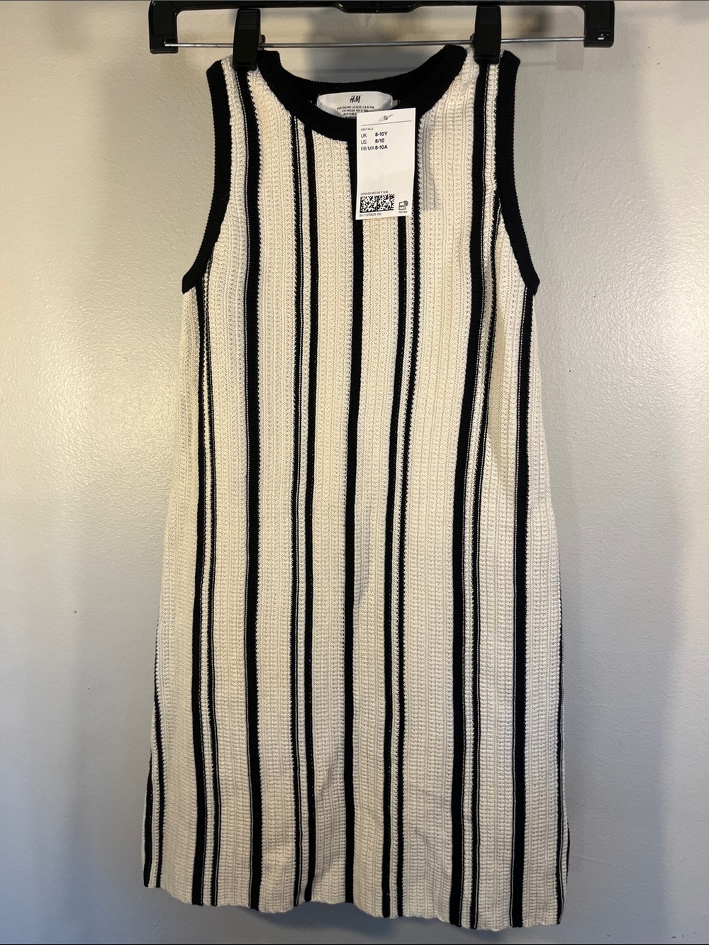 H&M Black & White Vertical Stripe Sleeveless Knit Dress